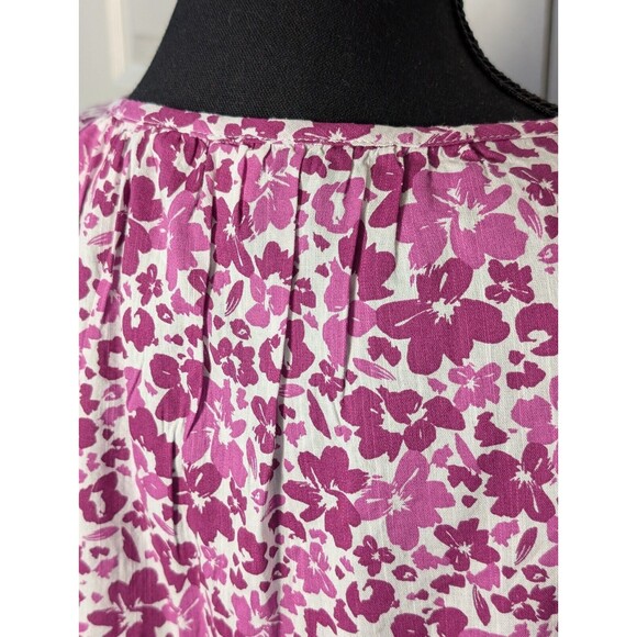 NWT Gap Women's Sleeveless Peplum Floral Blouse Size L Dark Pink Coquette $39.99 - Picture 6 of 9